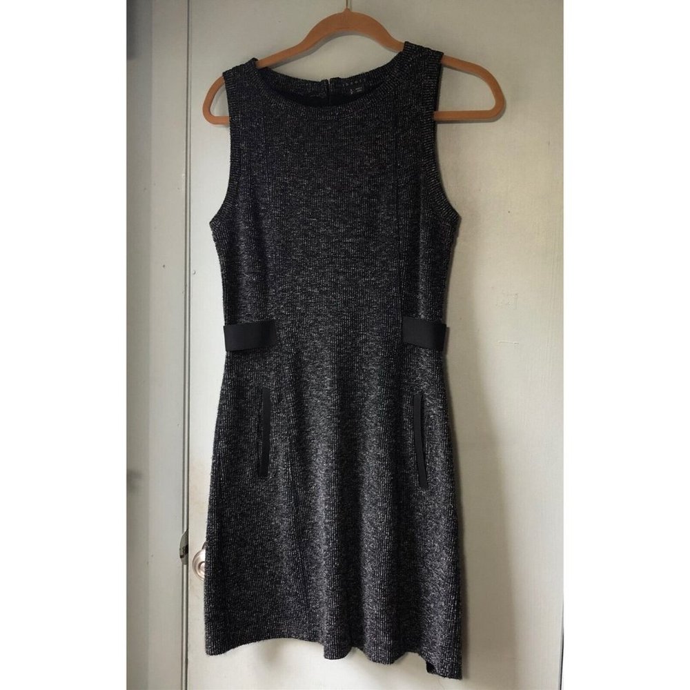 Theory Sleeveless Dress Tweed Black Pockets size Small